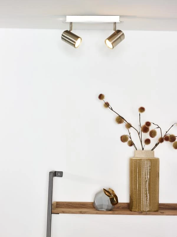 Lucide LENNERT - Plafondspot - LED Dimb. - GU10 - 2x5W 3000K - Mat chroom - sfeer 1